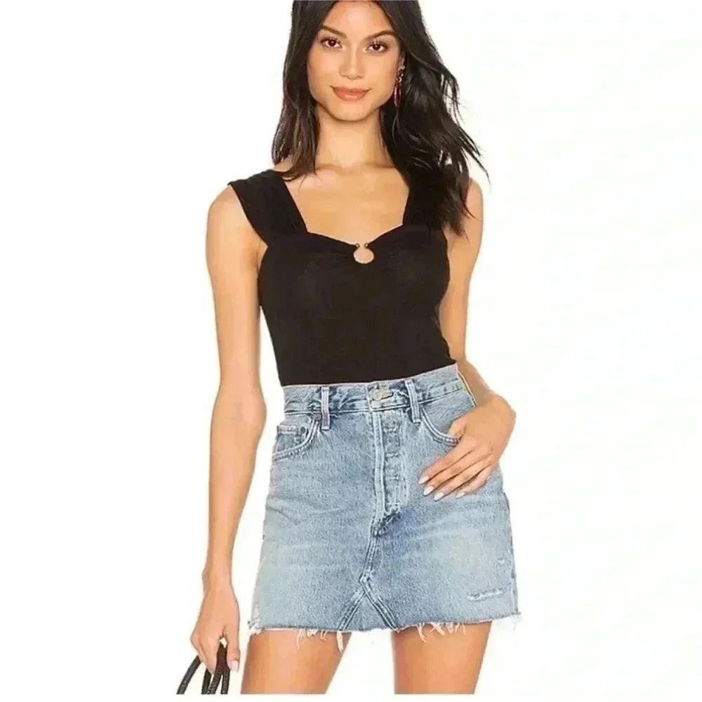 Free People Black Jett Keyhole Tank Size Small